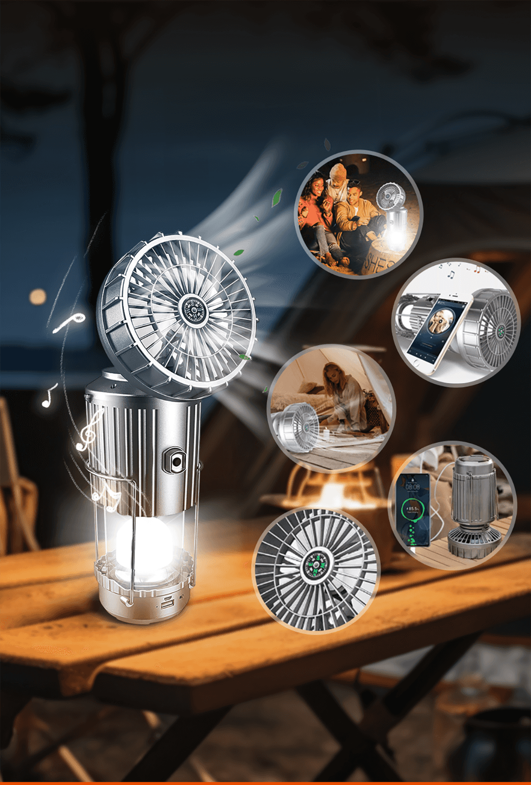 🔥🎁Hot Sale 50% OFF💡Portable LED Camping Lantern With Fan