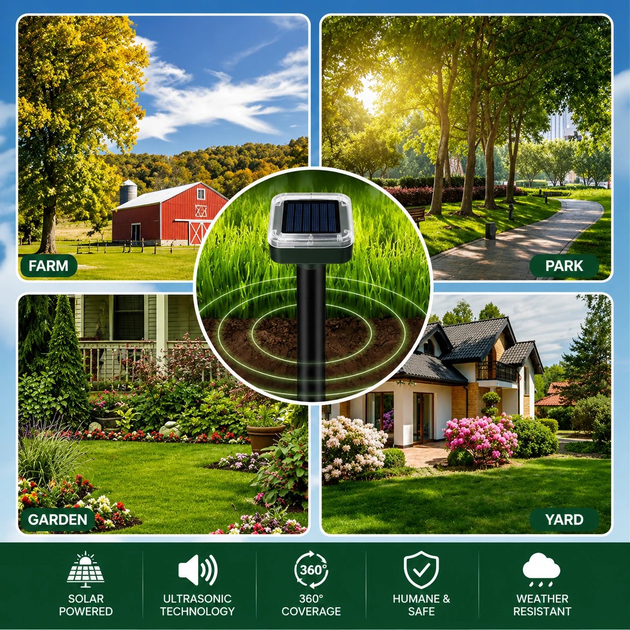 🌸HOT Sale 50% OFF☘️Solar Powered Waterproof Screw Mole Repellent