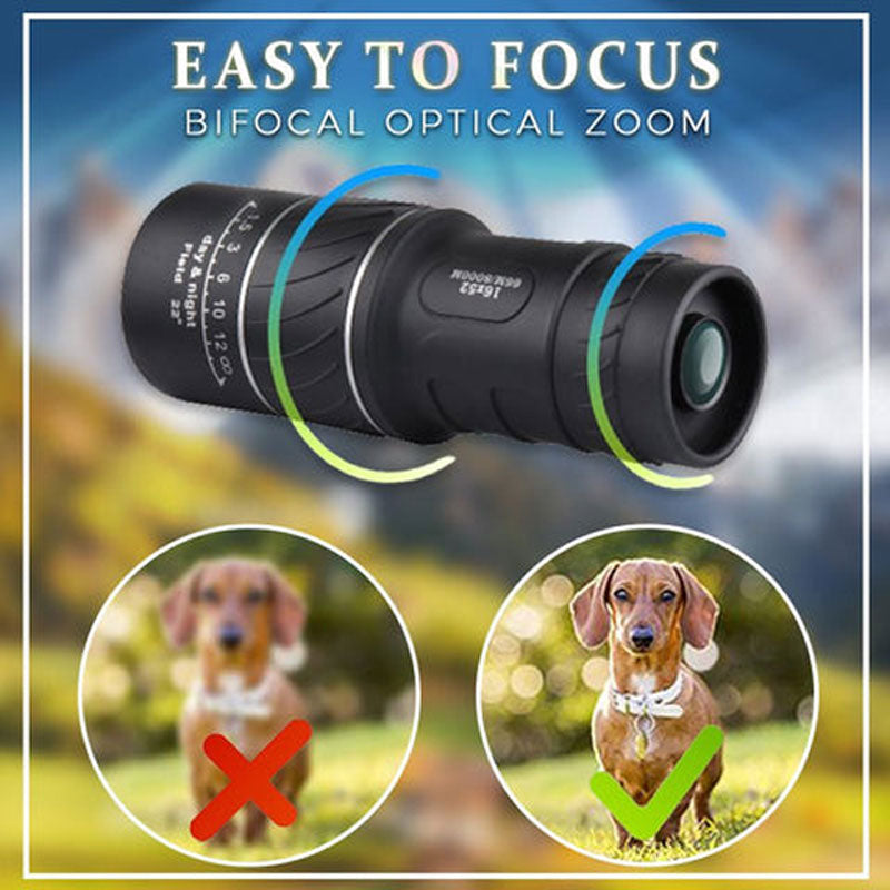 π 16x52 Monocular Telescope | High-Power Dual Focus Optical Zoom Scope π₯