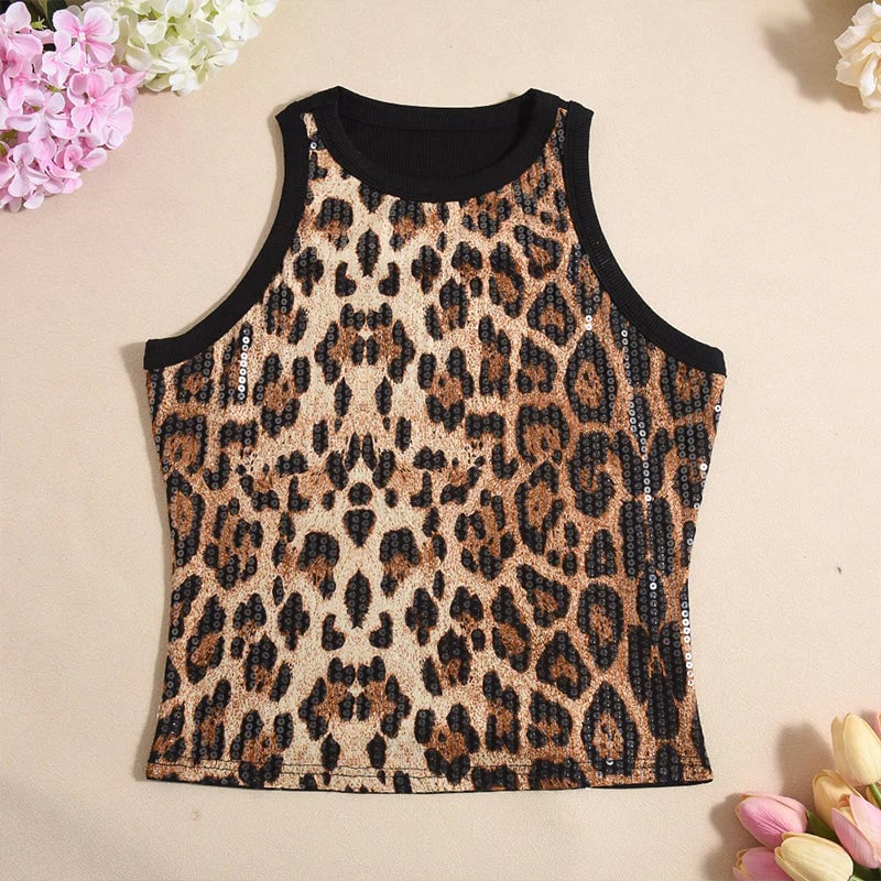 🔥Sequin Round Neck Slim Fit Tank