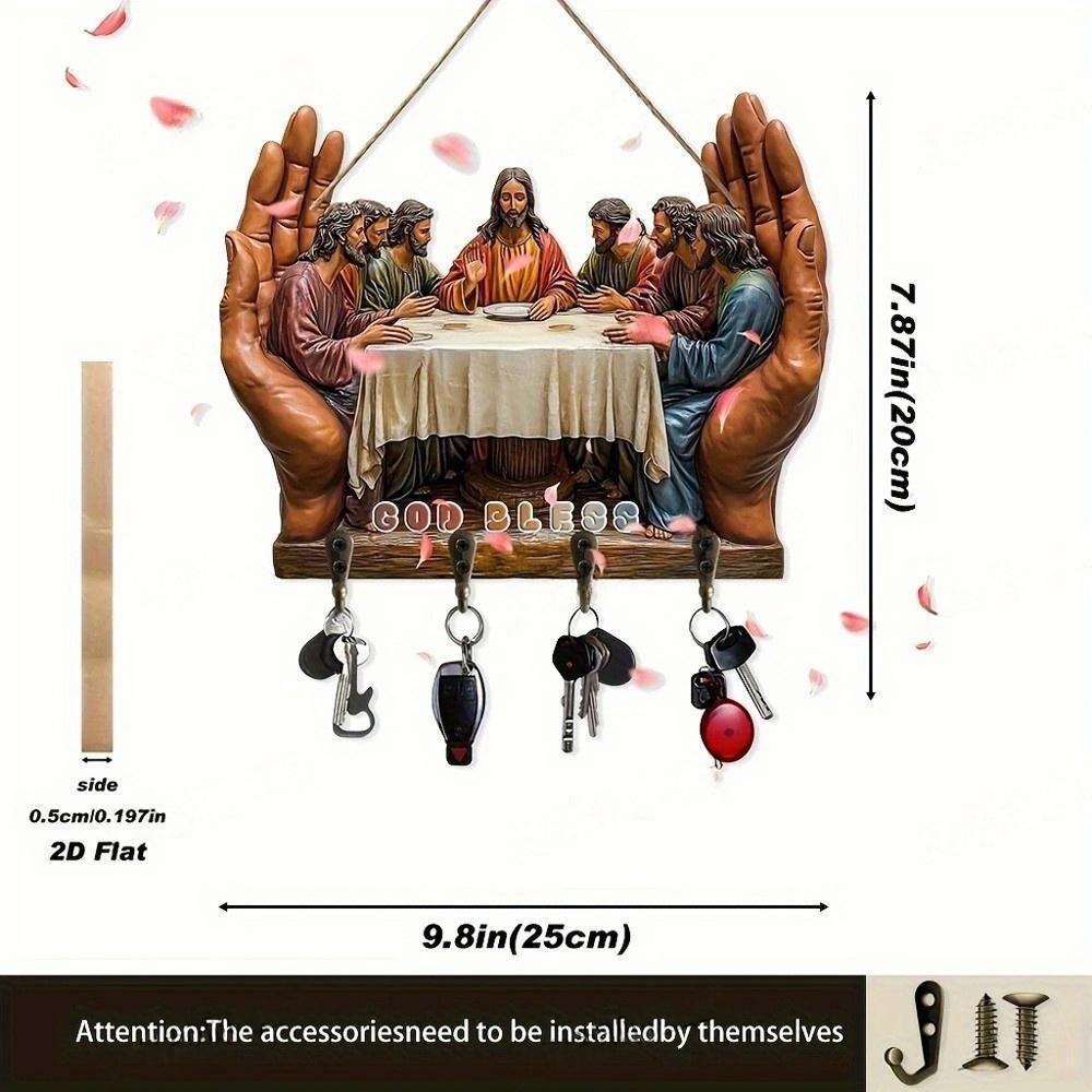 2D Flat Jesus and Disciples Wall Art Keychain