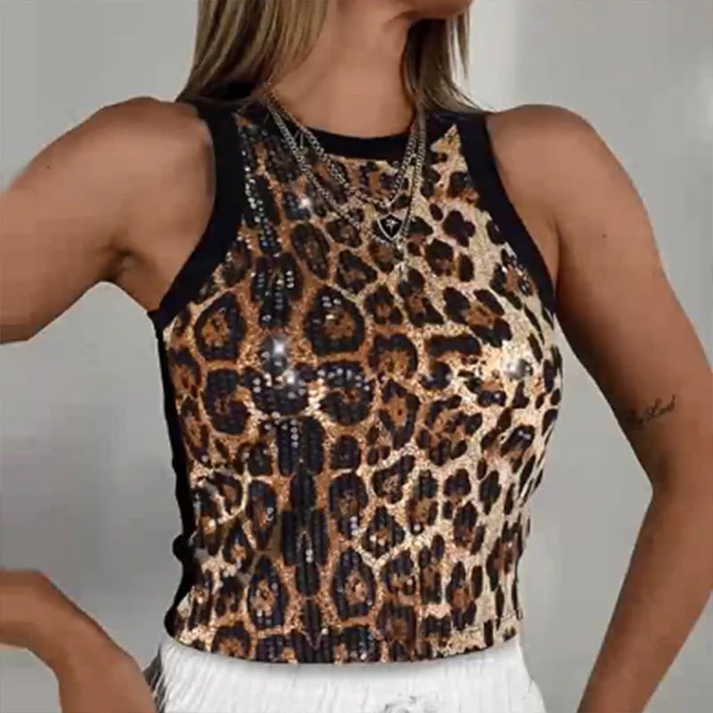 🔥Sequin Round Neck Slim Fit Tank
