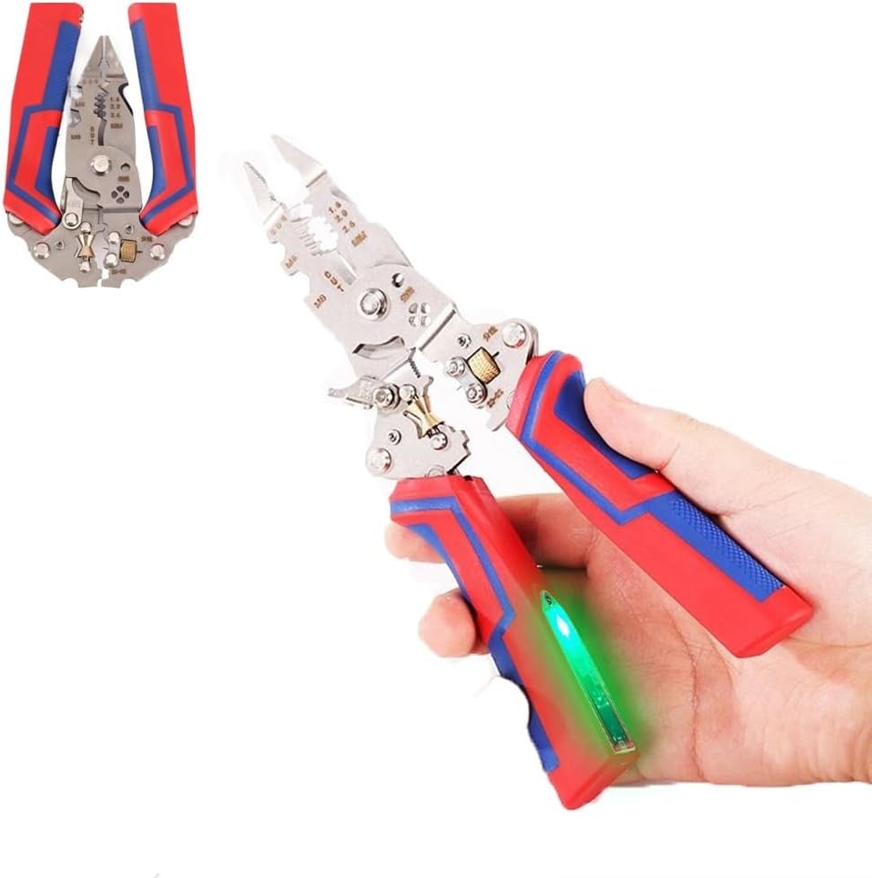 🔧 13-in-1 Foldable Wire Stripper Pliers with Voltage Tester