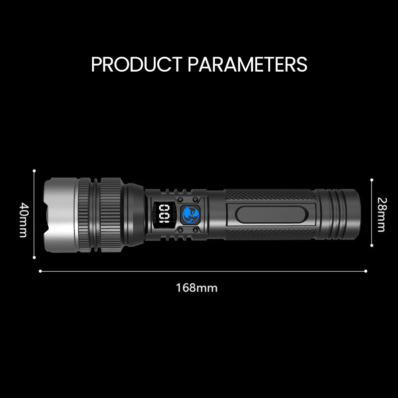 🔥Hot Sale🔥White Laser Flashlight with Zoom, Power Bank, and Digital Display