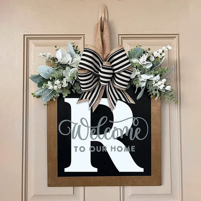 Letter & Leaf Design Door Hanger, Personalized Welcome Door Hanger, Home Decor for Front Door, Festive & Party Supplies Gift, Party Decoration Supplies Ornaments