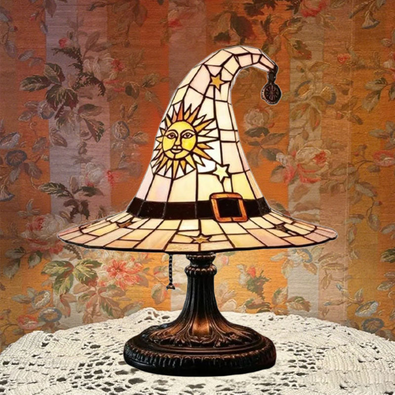 🌟Tiffany-style witch hat table lamp