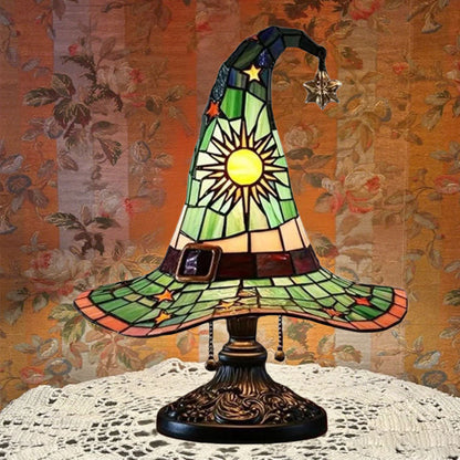 🌟Tiffany-style witch hat table lamp