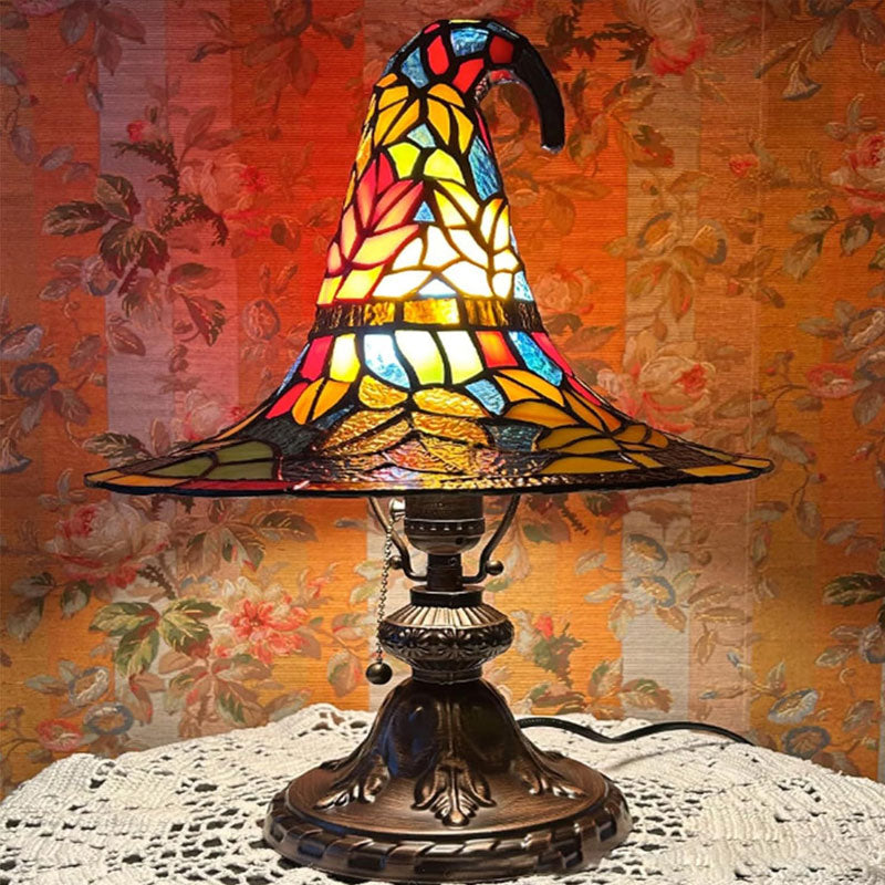 🌟Tiffany-style witch hat table lamp