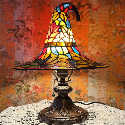 🌟Tiffany-style witch hat table lamp