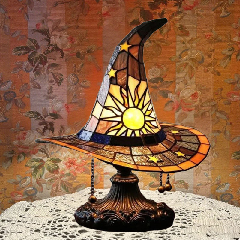 🌟Tiffany-style witch hat table lamp