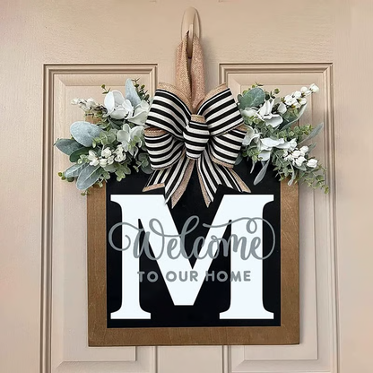 Letter & Leaf Design Door Hanger, Personalized Welcome Door Hanger, Home Decor for Front Door, Festive & Party Supplies Gift, Party Decoration Supplies Ornaments