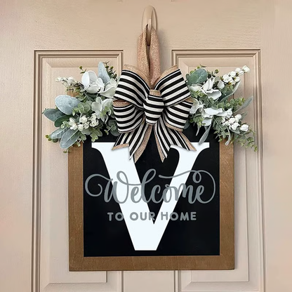 Letter & Leaf Design Door Hanger, Personalized Welcome Door Hanger, Home Decor for Front Door, Festive & Party Supplies Gift, Party Decoration Supplies Ornaments