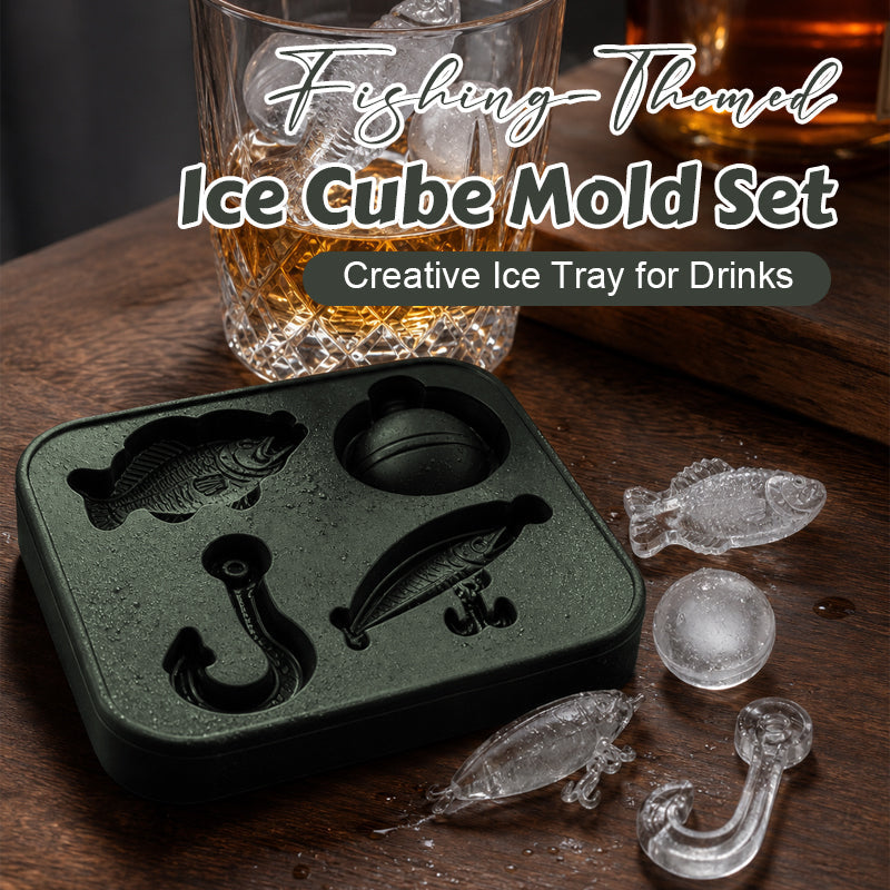 🎣❄️Fishing-Themed Ice Cube Mold Set – Creative Ice Tray for Drinks