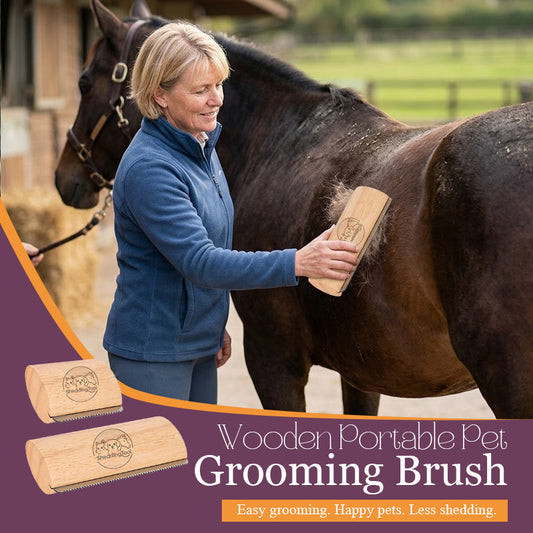 🐴 Wooden Portable Pet Grooming Brush