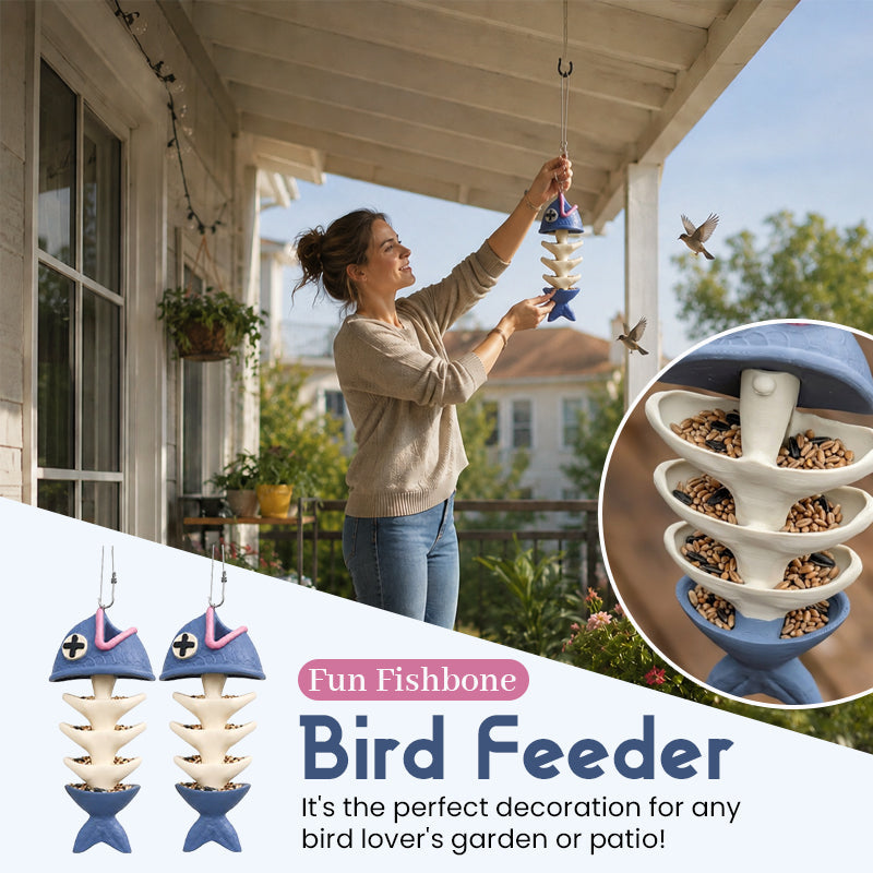 🐟🐦Creative Fish Skeleton Hanging Bird Feeder