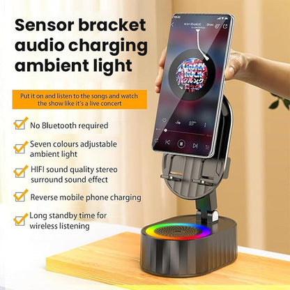 💥🔥2025 Upgraded Cell Phone Stand with Induction Speaker/Power Bank/Atmosphere Light