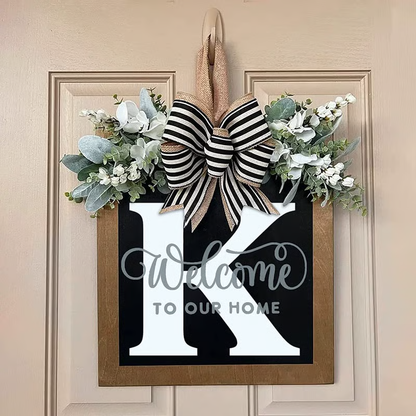 Letter & Leaf Design Door Hanger, Personalized Welcome Door Hanger, Home Decor for Front Door, Festive & Party Supplies Gift, Party Decoration Supplies Ornaments