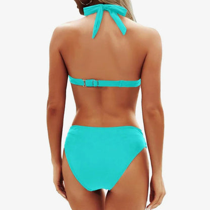Flattering Two-Piece Bikini Set – Push-Up Halter V-Cut Bottom