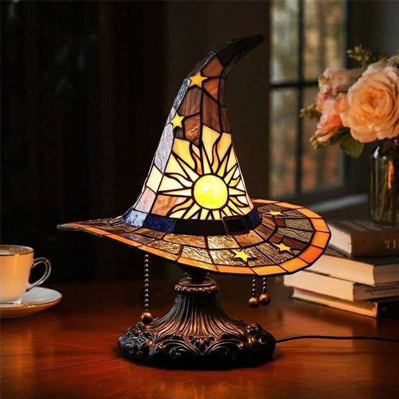 🌟Tiffany-style witch hat table lamp