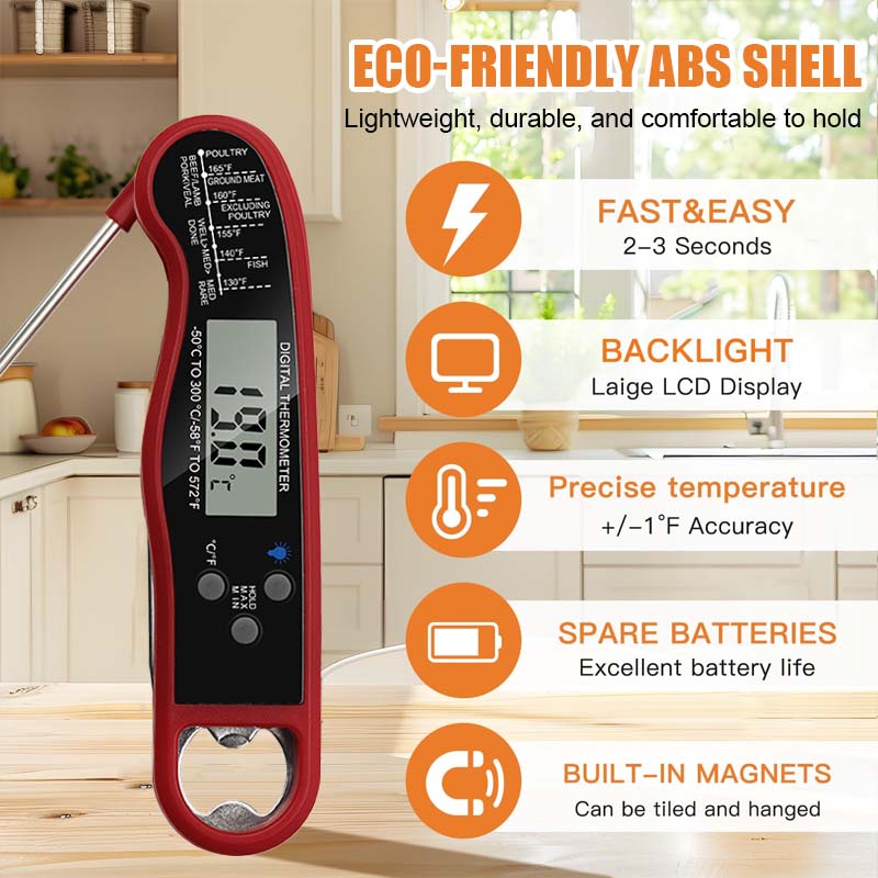 🌟 Digital Display Folding Waterproof Food Thermometer 🌟