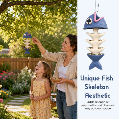 🐟🐦Creative Fish Skeleton Hanging Bird Feeder