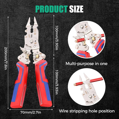 🔧 13-in-1 Foldable Wire Stripper Pliers with Voltage Tester