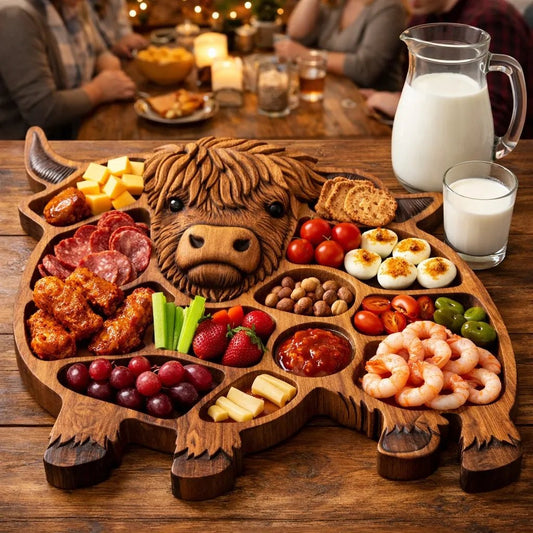 🔥🔥New Year 50% Off--🐮 Highland Cow Wooden Charcuterie Board