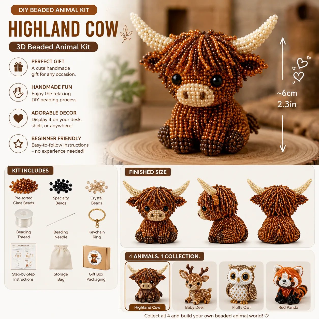 ✨Last Day 49% OFF✨-🧵✨ Tiny 3D Beaded Animal DIY Kit