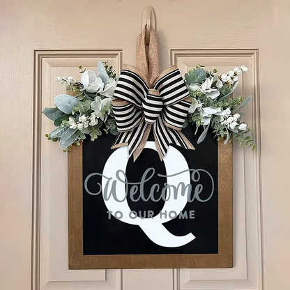 Letter & Leaf Design Door Hanger, Personalized Welcome Door Hanger, Home Decor for Front Door, Festive & Party Supplies Gift, Party Decoration Supplies Ornaments