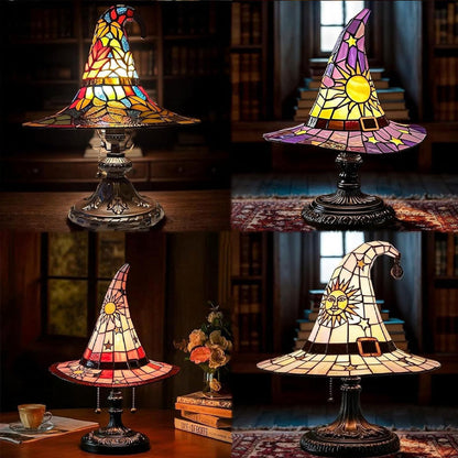 🌟Tiffany-style witch hat table lamp