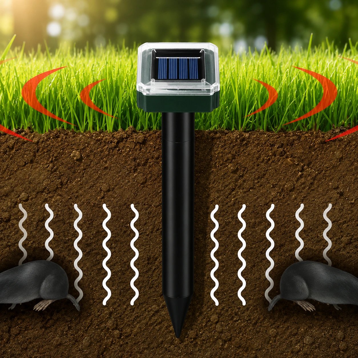 🌸HOT Sale 50% OFF☘️Solar Powered Waterproof Screw Mole Repellent