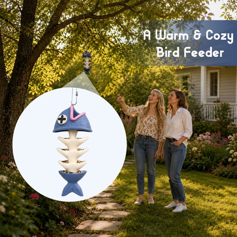 🐟🐦Creative Fish Skeleton Hanging Bird Feeder