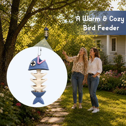 🐟🐦Creative Fish Skeleton Hanging Bird Feeder