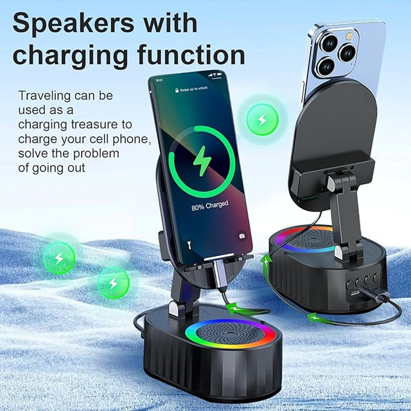 💥🔥2025 Upgraded Cell Phone Stand with Induction Speaker/Power Bank/Atmosphere Light