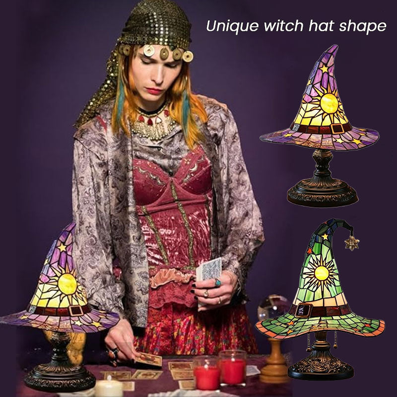 🌟Tiffany-style witch hat table lamp