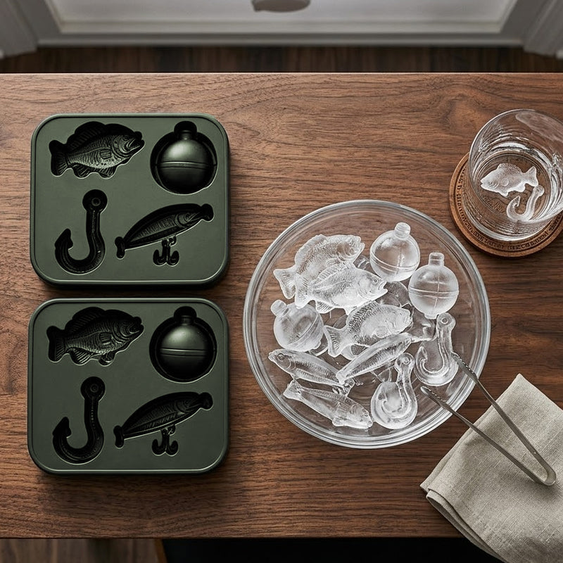 🎣❄️Fishing-Themed Ice Cube Mold Set – Creative Ice Tray for Drinks