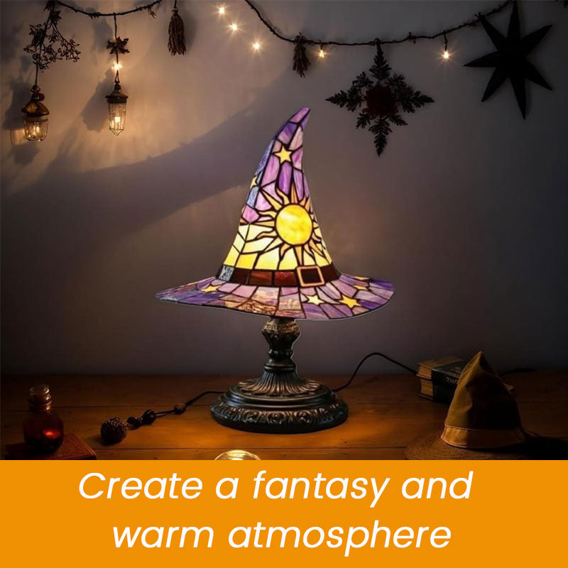 🌟Tiffany-style witch hat table lamp