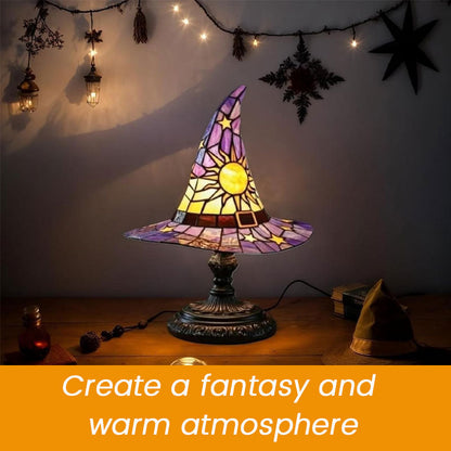 🌟Tiffany-style witch hat table lamp