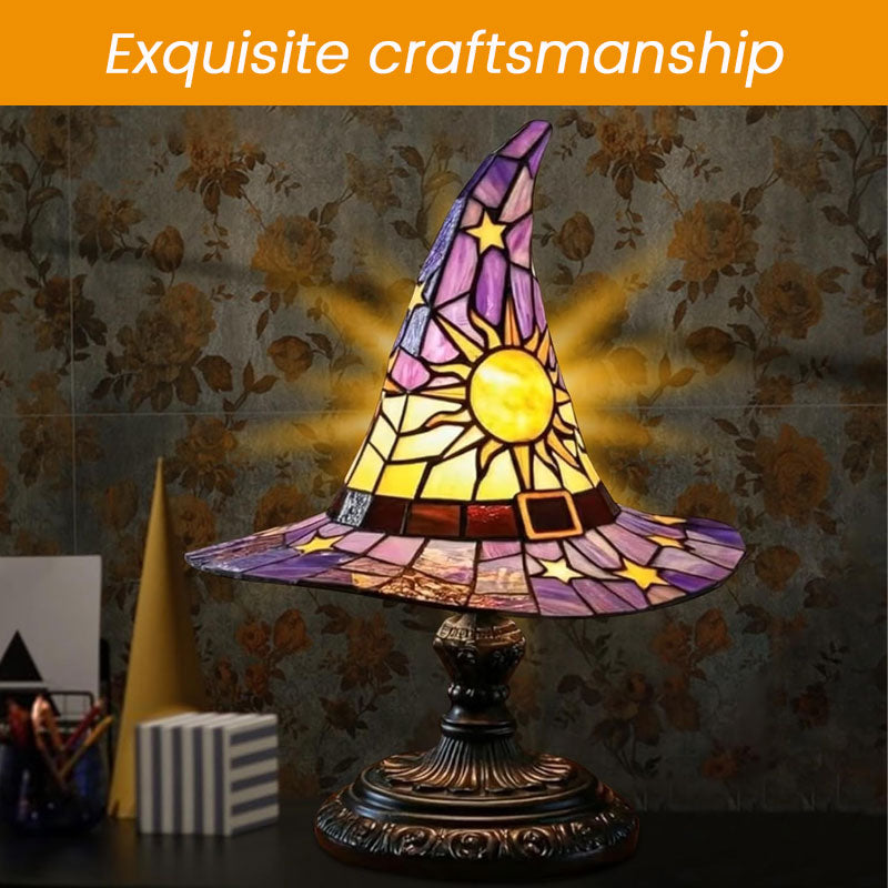 🌟Tiffany-style witch hat table lamp