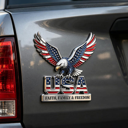 🦅🇺🇸250th Anniversary 49% OFF - ★USA Faith, Family & Freedom★ Metal Embl