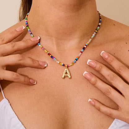 Custom Beaded Initial Necklace