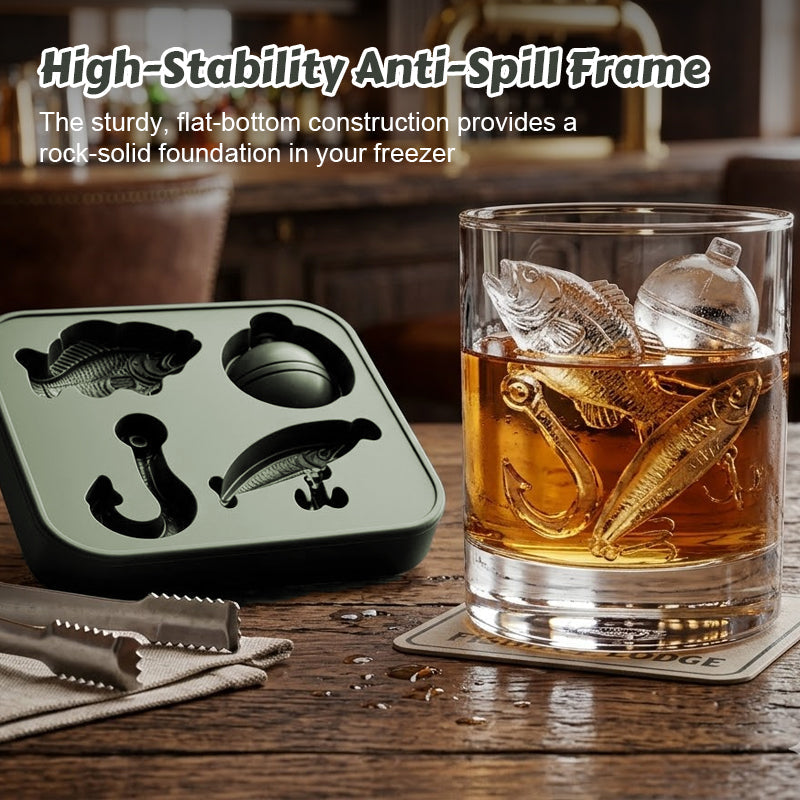 🎣❄️Fishing-Themed Ice Cube Mold Set – Creative Ice Tray for Drinks