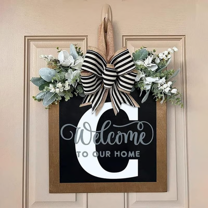 Letter & Leaf Design Door Hanger, Personalized Welcome Door Hanger, Home Decor for Front Door, Festive & Party Supplies Gift, Party Decoration Supplies Ornaments