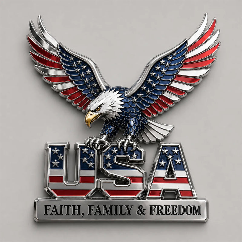 🦅🇺🇸250th Anniversary 49% OFF - ★USA Faith, Family & Freedom★ Metal Embl