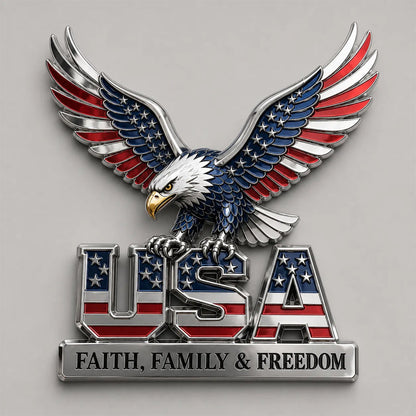🦅🇺🇸250th Anniversary 49% OFF - ★USA Faith, Family & Freedom★ Metal Embl