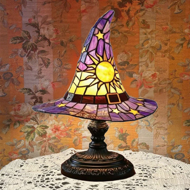 🌟Tiffany-style witch hat table lamp
