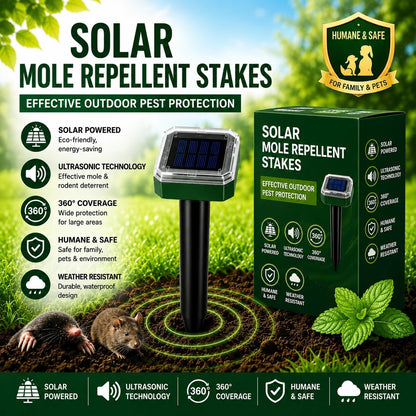 🌸HOT Sale 50% OFF☘️Solar Powered Waterproof Screw Mole Repellent