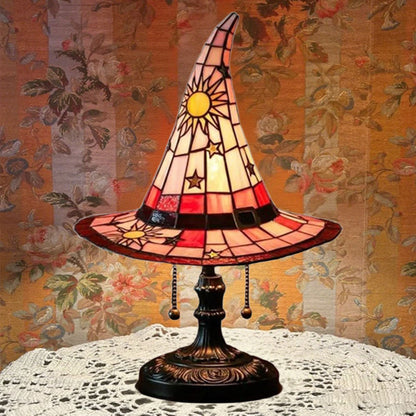 🌟Tiffany-style witch hat table lamp