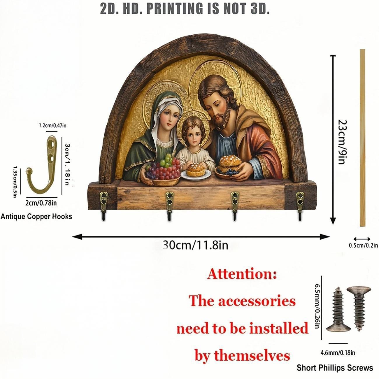 2D Flat Jesus and Disciples Wall Art Keychain