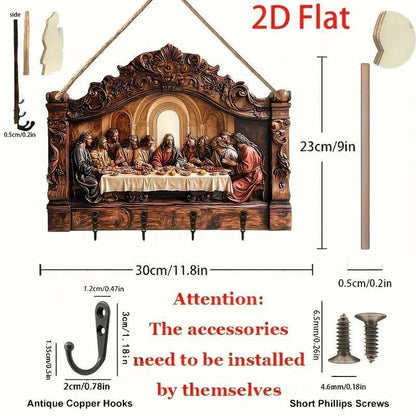 2D Flat Jesus and Disciples Wall Art Keychain